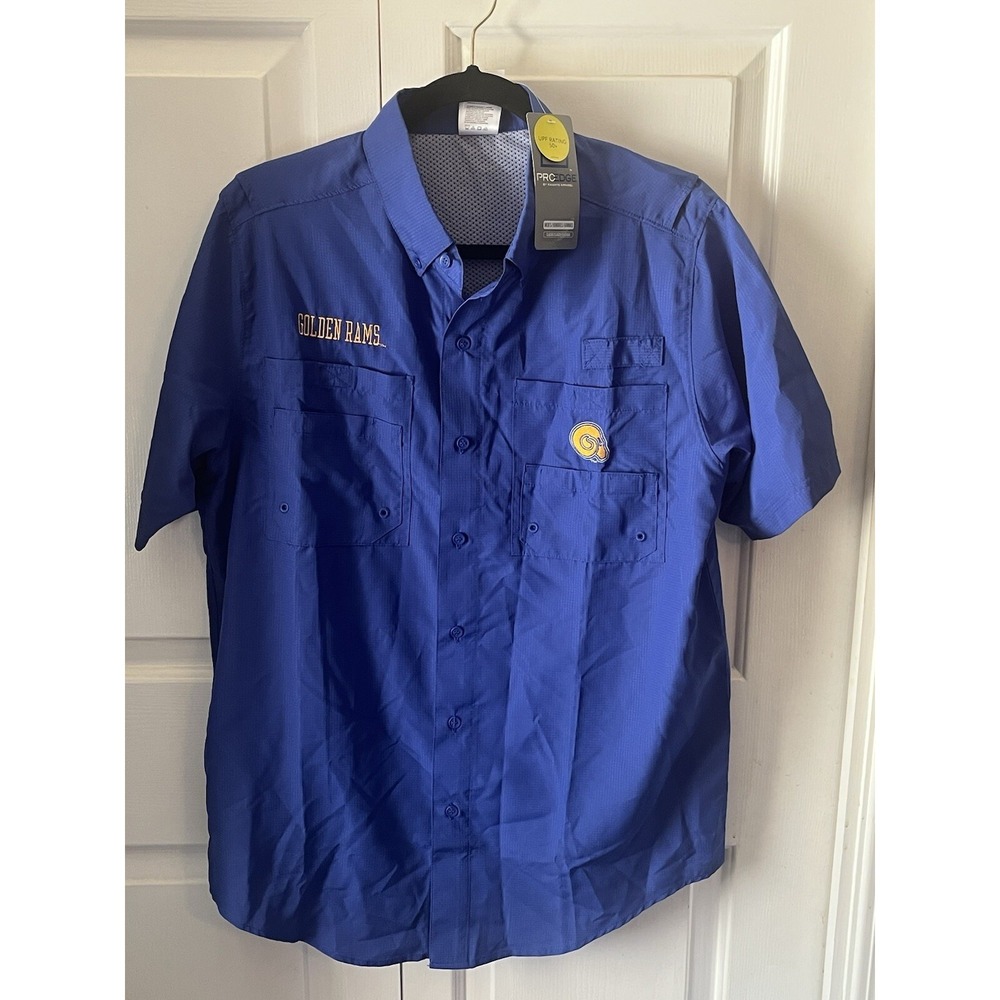 Albany Golden Rams ProEdge Short Sleeve Vented Back Fish Shirt Men‎ M Blue NWT